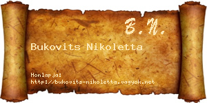 Bukovits Nikoletta névjegykártya